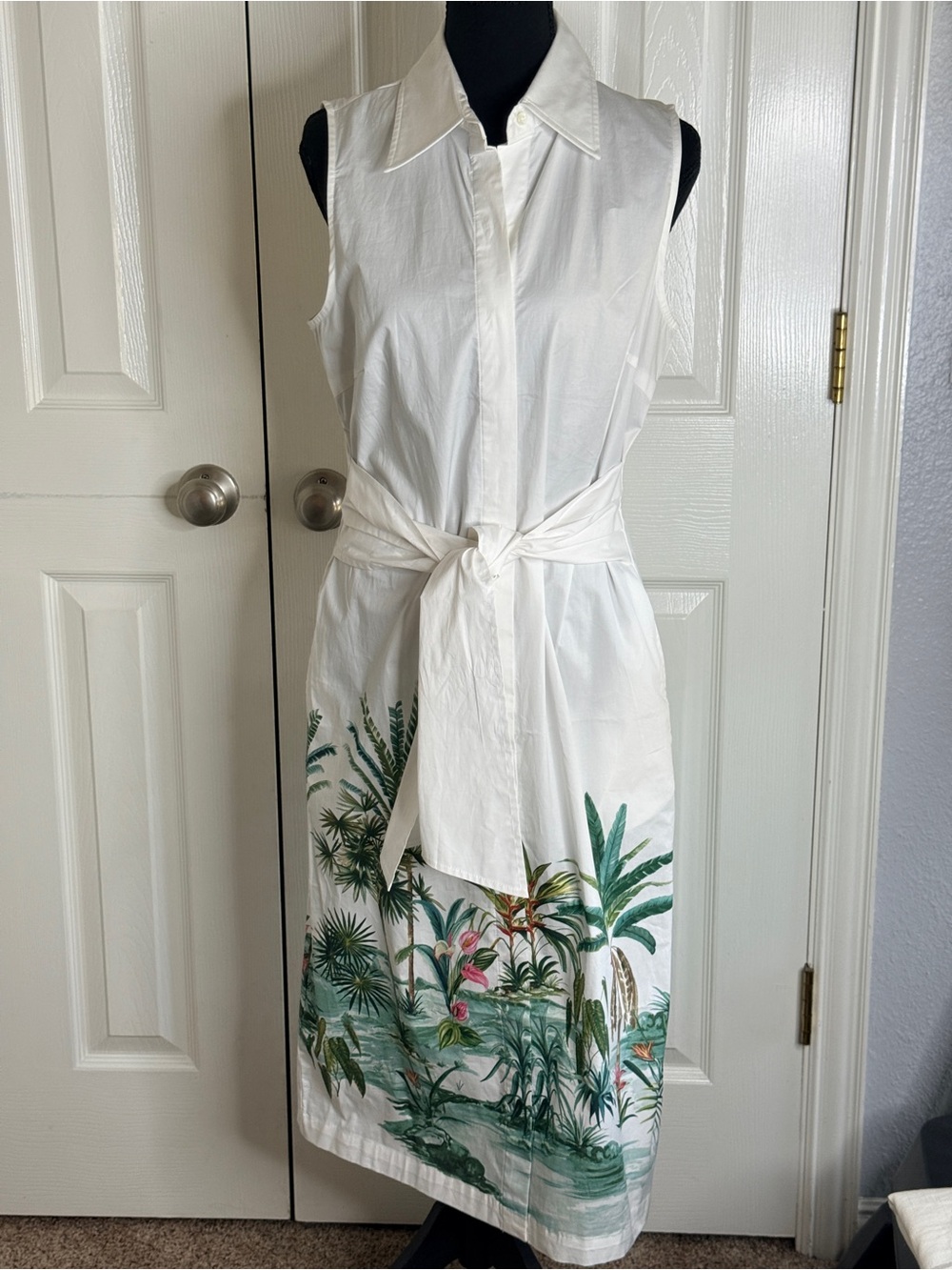 NWT J.McLaughlin Suvi Tropical Sleeveless Midi Shirt Dress Size M FLAW